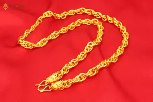 鍍24K金首飾項鍊沙金飾品男士霸氣粗麻花沙金項鍊 (長度60cm, 款式代號 : XL115)