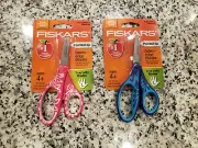 NEW Fiskars Pointed Tip LEFTY Kids Scissors Left Handed PINK, PURPLE/BLUE, 5"