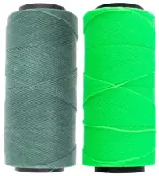 2 Knot It Waxed Polyester Cord 1mm Diameter 144M Spools (Teal Green, Neon Green)