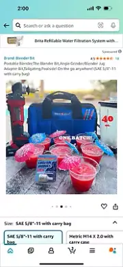 blender bit and tool bag use with angle grinder, on the go anywhere