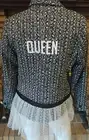 Seven Lab Queen Logo Blk/Wt Tweed Sparkle Blazer White Mesh Peplum NWT $388 Sz M