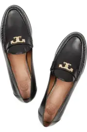 New TORY BURCH Townsend glossy black leather gold T loafers flat flats shoes 5