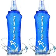 Berelin 2 x 500 ml foldable water bottles, TPU BPA-free, soft flask, lightweight, leak-proof water bottle, sports bottle for hiking, jogging, camping and climbing