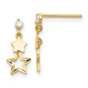 Madi K Kid's Earrings 14k Cubic Zirconia Polished Star Post Dangle