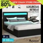 ALFORDSON Bed Frame Double Size RGB LED Gas Lift Base Platform Storage Black