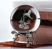 ZEERSHEE 60mm 3D Laser Hummingbird Crystal Ball Paperweight Figurines Glass Crystal Ball with Stand Gift