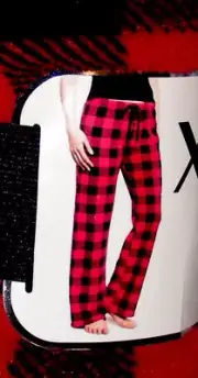 New XOXO Ladies Plush Sleep Pants Red Plaid Size S