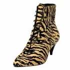 Saint Laurent Paris Pony Ziger Women's Pointed Toe High Heels Ankle Boots Shoes