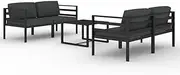 vidaXL Aluminium Garden Lounge Set with Cushions, Anthracite Color, Outdoor Comfortable Patio Furniture with Modular Configurable Design