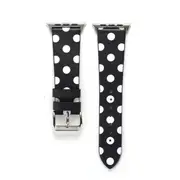 Simple Fashion Dot Pattern Genuine Leather Wrist Watch Band for Apple Watch Series 3 & 2 & 1 42mm(Black+White)