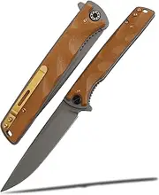 Pocket Knife with G10 Handle & D2 Steel Blade– Everyday Carry Knife for Men & Women – Indoor & Outdoor Gift-Folding 10 cm long Blade-Brown Handle