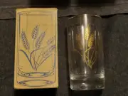 1950s Duz Detergent Premium 22K Gold Water Wheat Glass Tumbler Set of 7 - 12 oz.