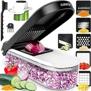 fullstar Vegetable Chopper - Cutter, Food Chopper, Veggie Onion with Container, Slicer, Mandoline Slicer 6 Inserts, Gray (FSCH0051)