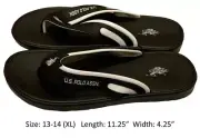 Mens U.S. Polo Assn. Slip On Sport Sandals Slippers Black White Flip Flops 12-13