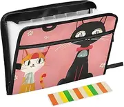 PDZRMY Poster Cats Cute Expanding Filing Folder, 13 Pockets Expandable Document Organizer Folder with Zipper Closure for Home Office A4 Letter Size Paper Document