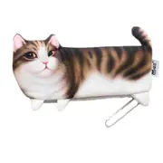 Kawaii Simulation Cartoon Cat Pencil Case Soft Cloth Pen Bag(Coffee)