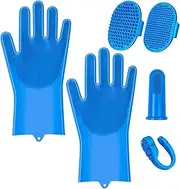 Dog Bathing Gloves - Hair Removal Brush,Pet Grooming Gloves Silicone Shampoo Brush for Washing Bathing and Massaging