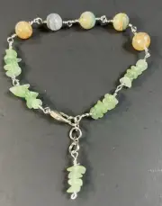 Handmade Anklet With Jade Semiprecious Stone