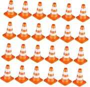Sosoport 24pcs Kids Simulation Mini Traffic Cone Toys Orange Tiny Small Road Signs Safety Barriers Parking Cones Construction Cones for Pretend Play Dollhouse Accessories