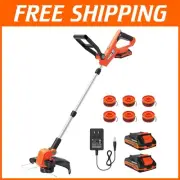 Powerful 20V 12" Cordless Trimmer & Edger - Fast Charge, 6 Bonus Spools Included