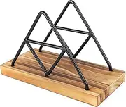 1Pcs Metal & Wooden Napkin Holder - Triangle Design for Kitchen, Dining Table, Cocktail Bar, & Table Décor - Stylish & Functional Paper Napkin Rack for Home & Bar Essentials