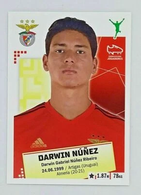Darwin Nunez Sticker rookie Panini 2020/21 Benfica/Uruguai 52 Futebol 2020-2021