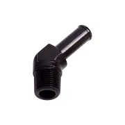 Aeroflow Brand 45 Degree 1/8" NPT To 1/4" Barb Black Finish Hose Fitting