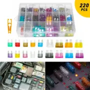 220Pc Mini Standard Blade Fuse Auto Truck Car Assorted Fuses ATM APM Accessories