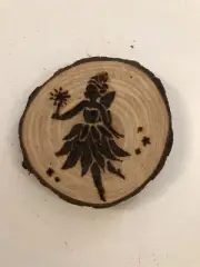 2.5” Hand Burned Pyrography Ornament - “Fairy” Vector Design