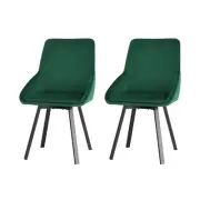 Dining Chairs Set of 2 Velvet Swivel Base Green Modern Home Furniture -GNX2