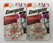 2x Energizer AZ13DP-8 Size 13 Orange Hearing Aid Batteries 1.45V EXP 04/2026 NEW