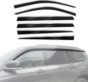 AUSGO Weathershields Compatible with Jeep Grand Cherokee L 7 Seats 2021-Onwards WL Series, Injection Stainless Trim Weather Shields Window Visors Wind Deflectors Sun Rain Guard 6PCS Set