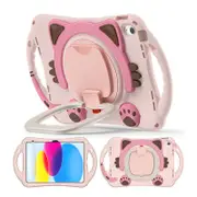 Cat Tablet Case For iPad 10th Kids Friendly with Handle Stand-Pink