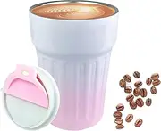Travel Mug Stainless Steel Tumbler Double Vacuum Heat Insulation Coffee Cup for Cold and Hot Drinks 400ml Tea Cup 13OZ Coffee Cup with Lid (Pink Gradient)