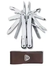 Victorinox SwissTool Spirit X Swiss Army Knife with Leather Pouch - Stainless St