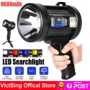 USB/Solar Charging Flashlight Torch 90000 Lumen Waterproof Spotlight Searchlight