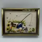 Needlepoint Bucilla Antique Canvas Rabbit Fishing- Framed Tapestry Art Kit