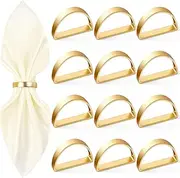 APTWOW Gold Napkin Rings Set of 12, Semicircle Metal Gold Napkin Holder Buckles, Fall Thanksgiving Christmas Napkin Rings, Napkins Rings for Dinner Table Decor, Wedding, Banquet, Party, Easter