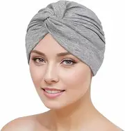 Cotton Twist & Wrap Hair Towel - Fast Drying Ultra absorbant Turban- for All Hair Types and Lengths - Grey