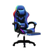 Oikiture Gaming Chair 7 RGB LED 8 Points Massage Racing Recliner Office Computer