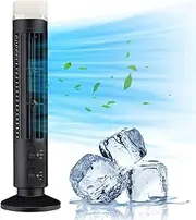 Bladeless Tower Fan, 90 Degree Oscillation Air Circulator Fan, 34dB Reducing Noise Bladeless Portable Floor Fan with Light, for Home Bedroom Office (black)