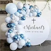Balloon Arch & Garland Kit 104Pcs Blue White Confetti Latex Balloons with Balloon Strip and Glue Dots for Baby Shower Wedding Birthday Party Decor