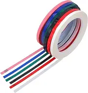 HOODANCOS 6 Rolls Colored Pet Marking Tape Self Adhesive Graphic Tape for Whiteboard Crafting and Positioning Water and Oil Resistant for Line Marking and Labeling