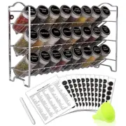 Spice Rack Organizer with 24 Empty Round Spice Jars, 396 Spice Labels with Ch...