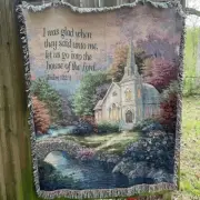 THE MANUAL WOODWORKERS AND WEAVERS PSALM 122:1 Tapestry Throw 50x60 NWT