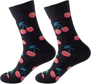 [Generic] Mens Low Cut Socks Fruits Printed Medium Stockings Socks Mens Tennis Socks (6-J, One Size)