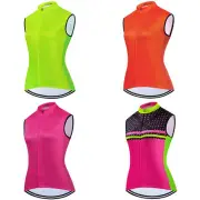 Ladies Sleeveless Cycling Jersey Women's Bicycle Cycling Vest Green Pink Orange