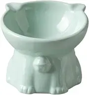 AIMALL Ergonomic Ceramic Cat Bowl - Elevated Cat and Dog Bowl with Anti-Knock Base, 15° Tilted Design for Neck Comfort, Available in Black, White, Pink, Green - 5.03 x 4.33 inches