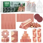 Cedar Blocks for Clothes Storage 100PCS,Cedar Planks with Metal Hooks, Cedar ...