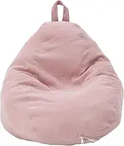 [Fulasun] Bean Bag Chair Cover Soft Corduroy Bean Bag Cover Plush Toys Organizer Holder Comfortable Beanbag Chairs Cover with Handle Stuffed Animal Bean Bag Storage for Kids Adults Plush Toys ..(Pink)